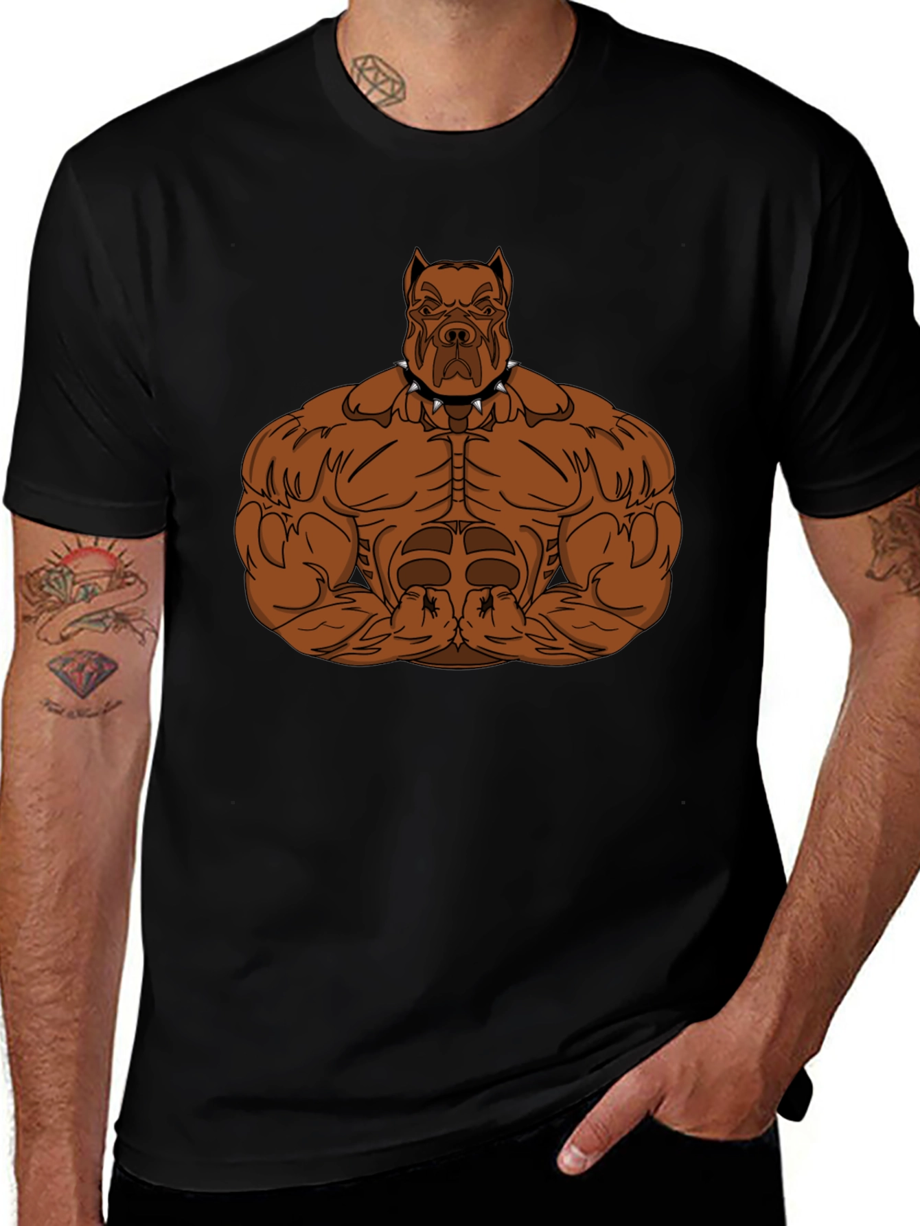 Muscle Dog Graphic T-Shirt - Black
