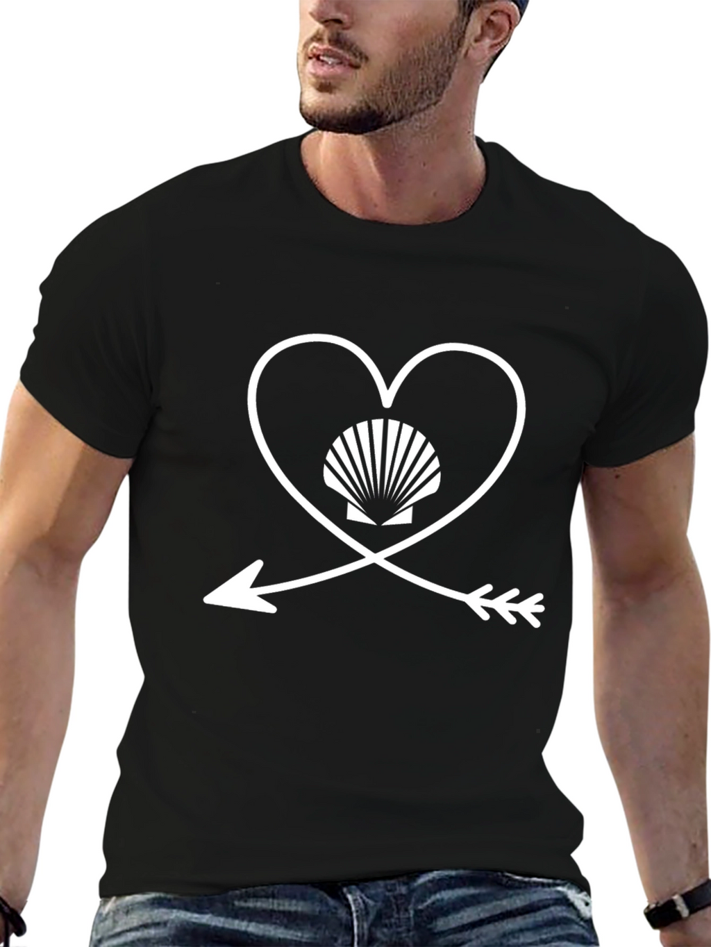 Heart & Arrow Clam Shell Graphic Tee - Unisex