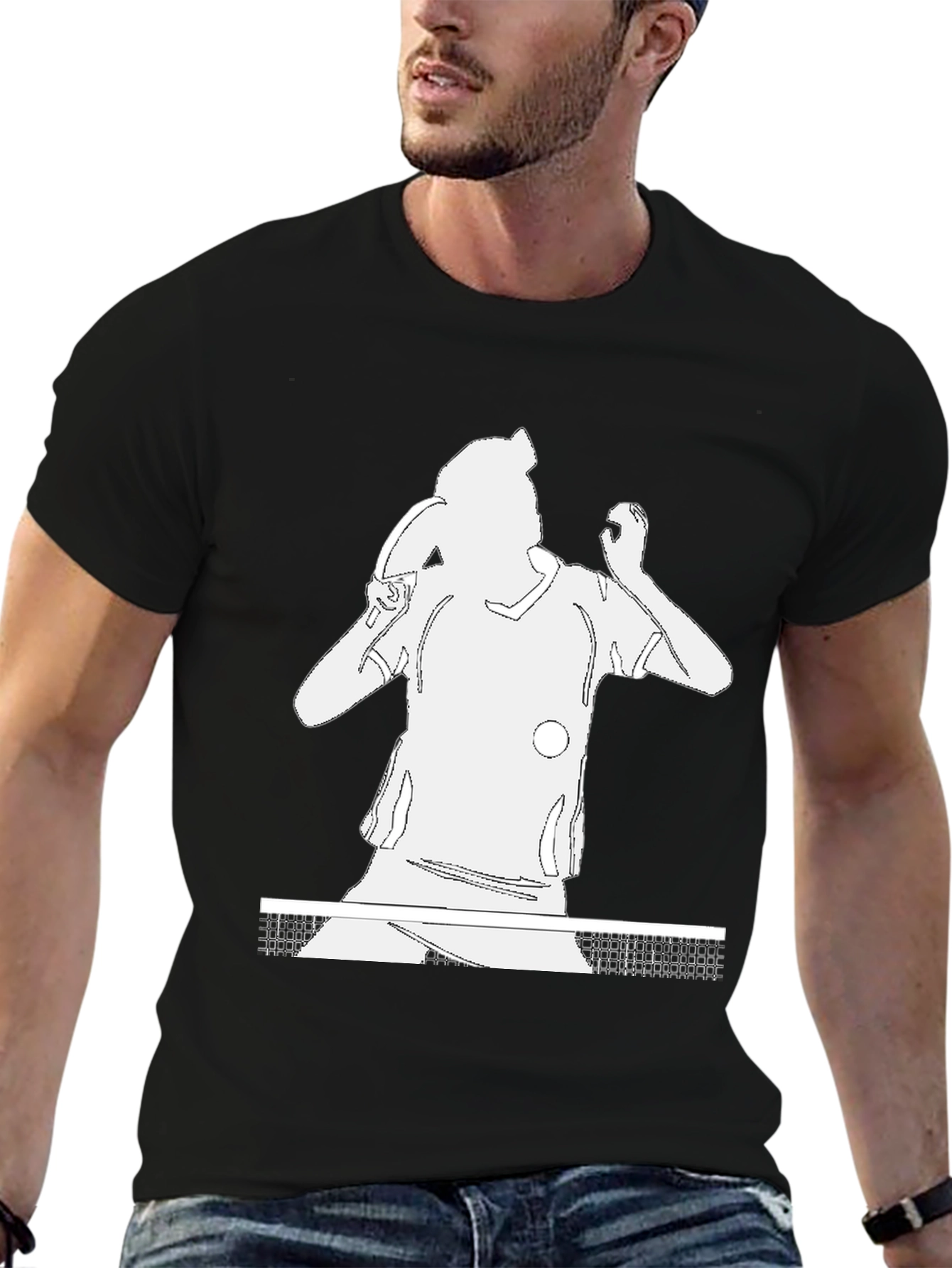 Table Tennis Player Graphic Tee - Black