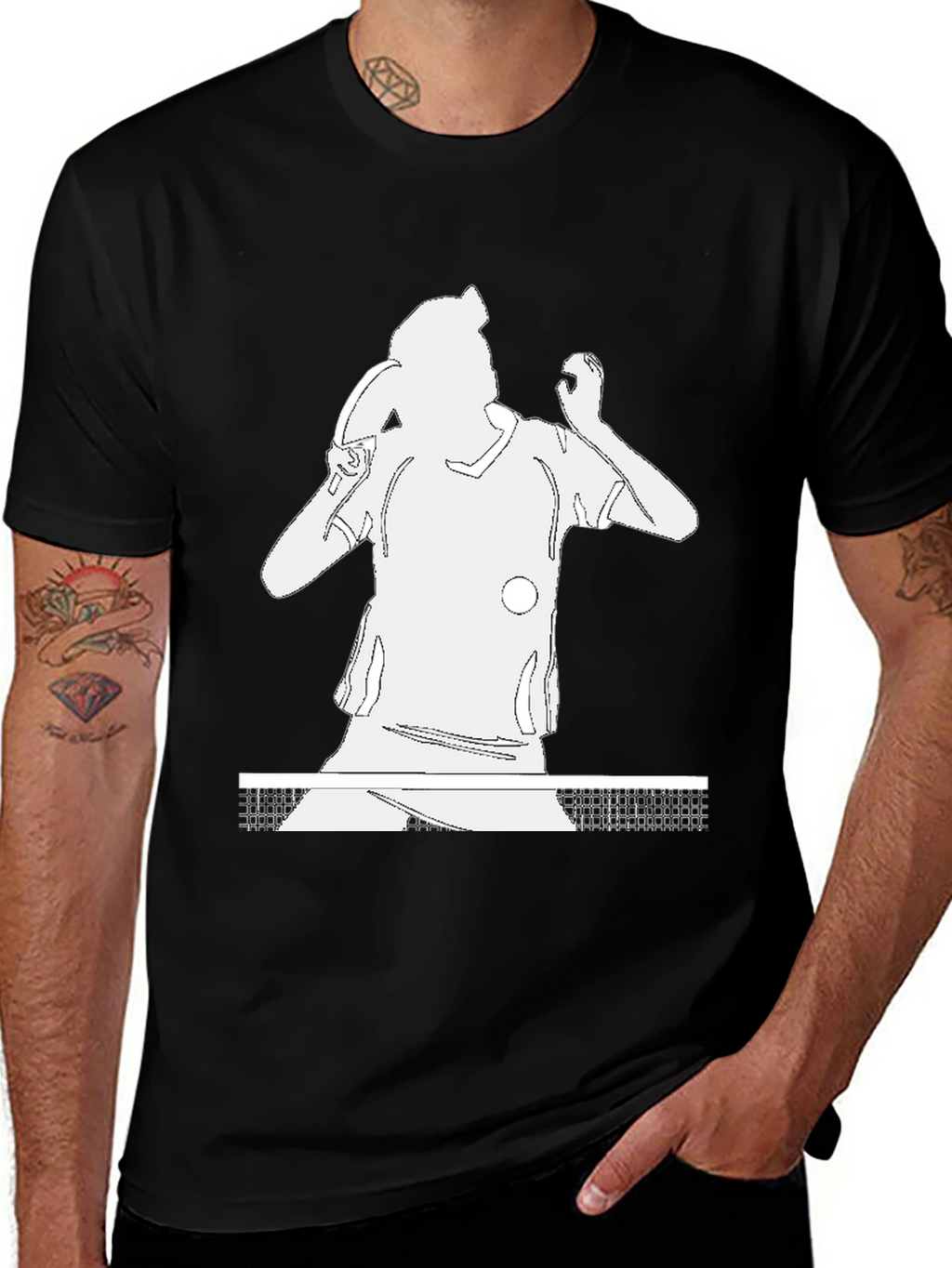 Table Tennis Player Graphic Tee - Black