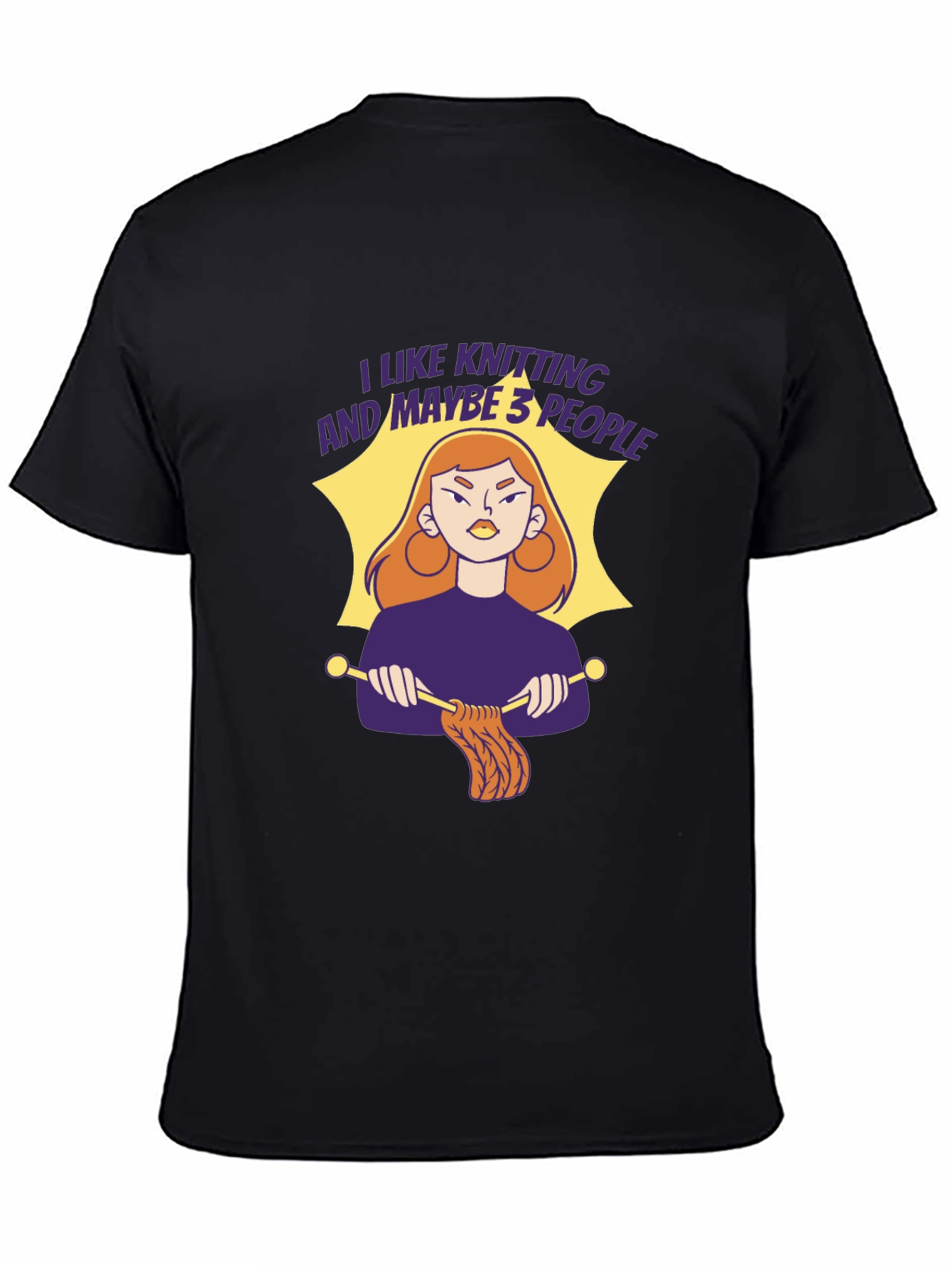 Knitting Lover T-Shirt - I Like Knitting and Maybe 3 People Tee