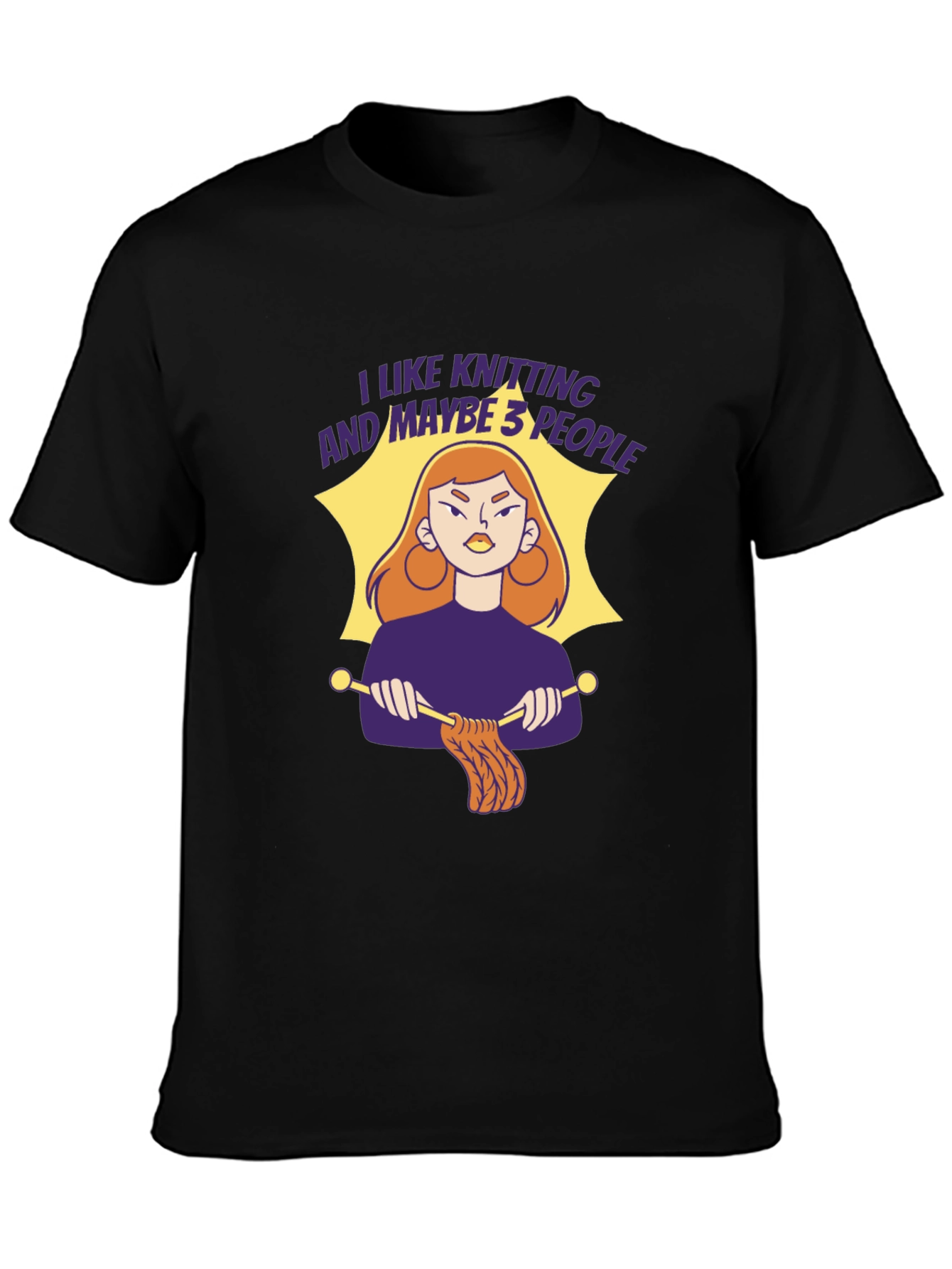Knitting Lover T-Shirt - I Like Knitting and Maybe 3 People Tee