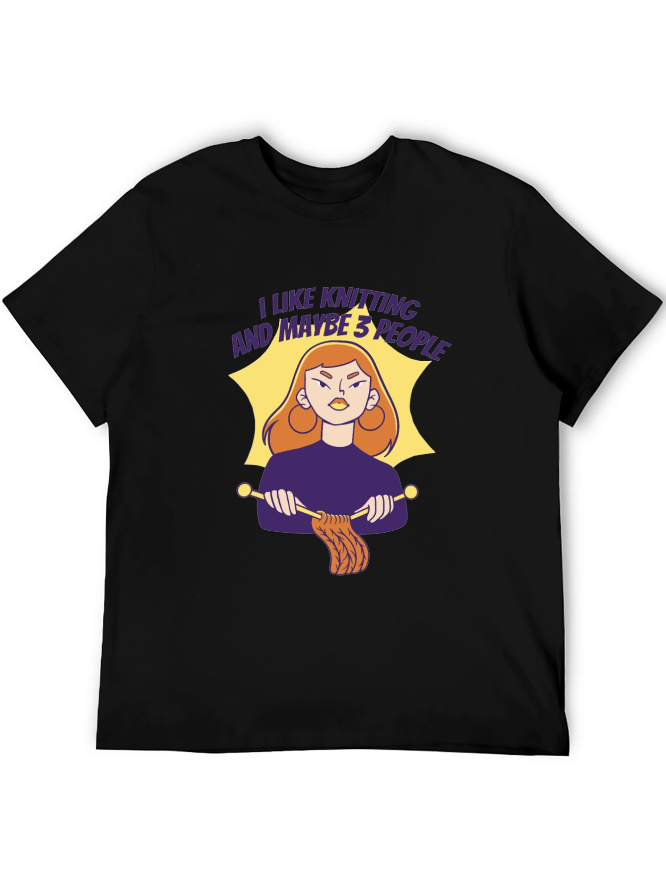 Knitting Lover T-Shirt - I Like Knitting and Maybe 3 People Tee