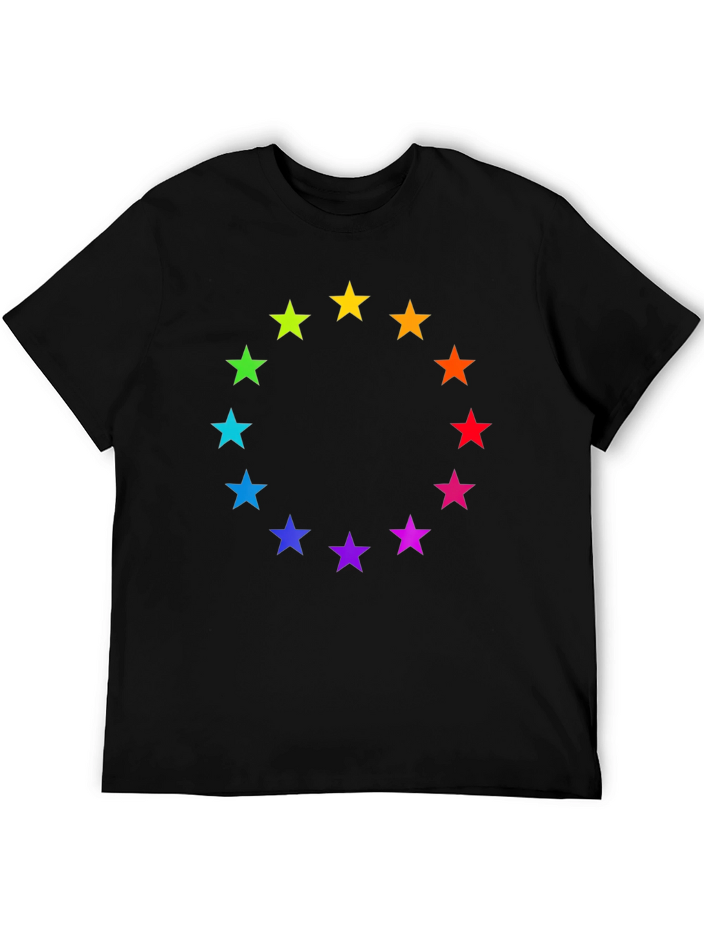 Rainbow Star Circle Black T-Shirt
