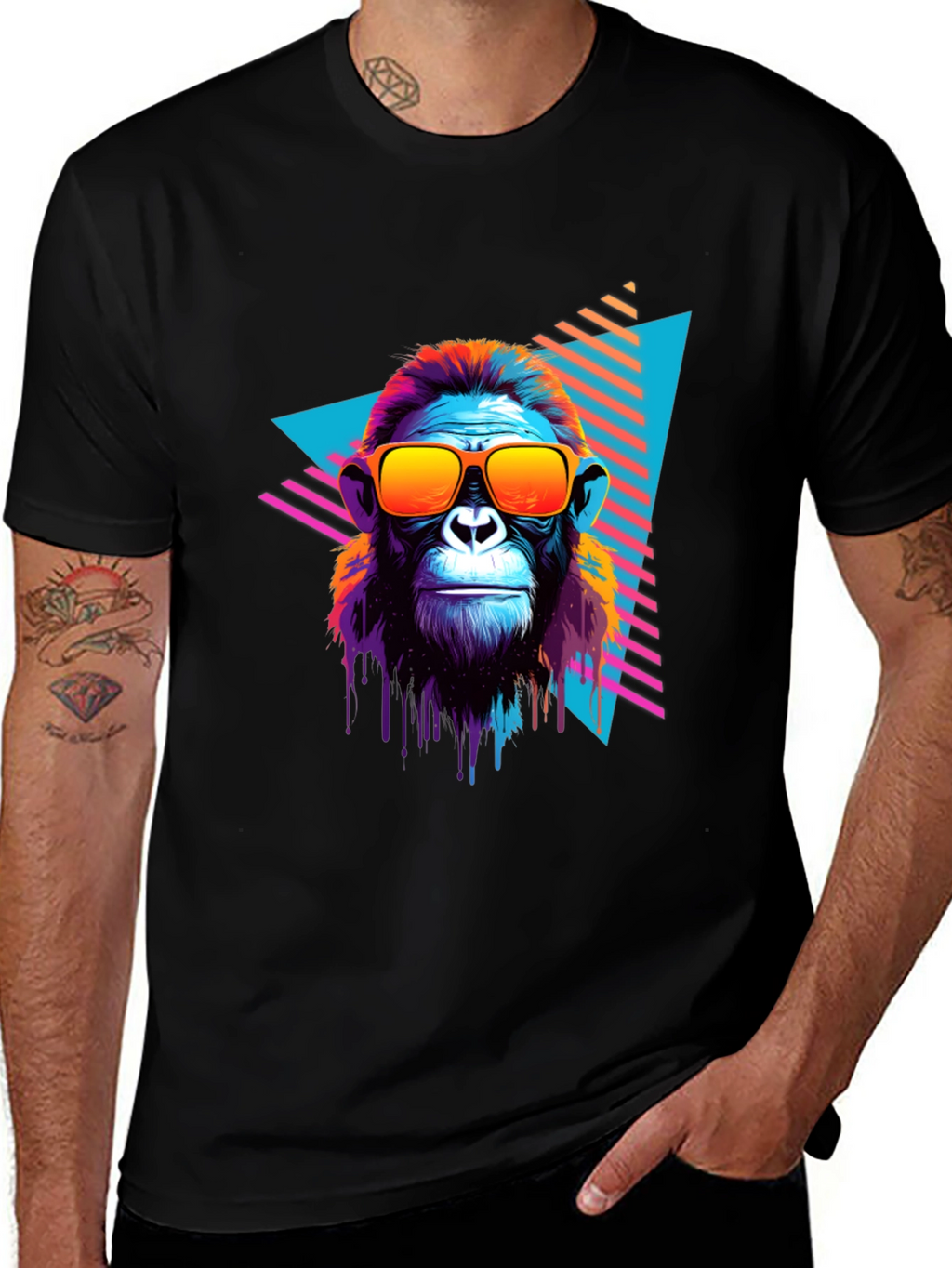 Retro Monkey Graphic Tee - Cool Ape in Sunglasses