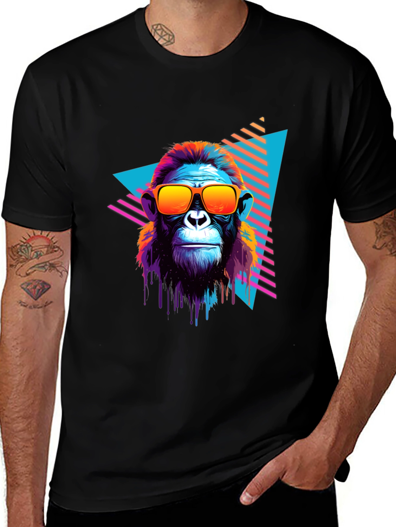 Retro Monkey Graphic Tee - Cool Ape in Sunglasses