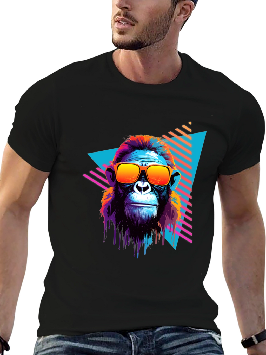 Retro Monkey Graphic Tee - Cool Ape in Sunglasses