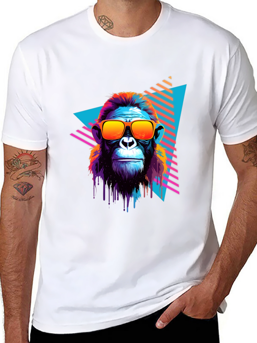 Retro Monkey Graphic Tee - Cool Ape in Sunglasses