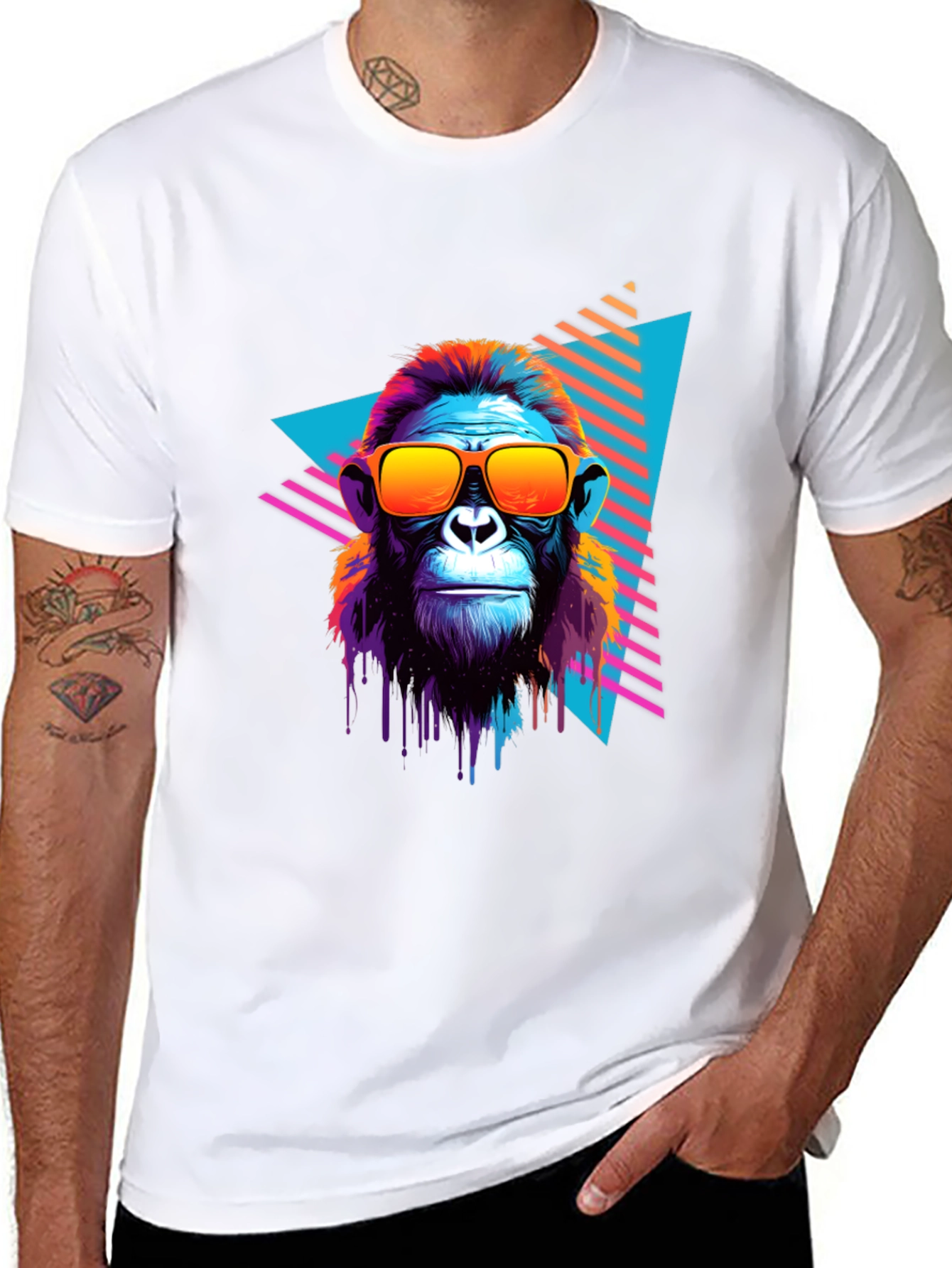 Retro Monkey Graphic Tee - Cool Ape in Sunglasses