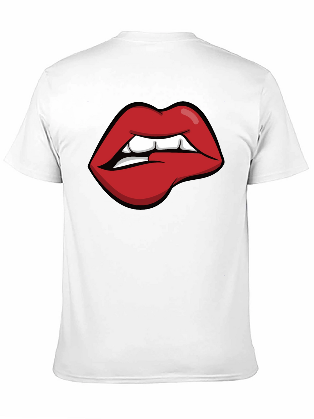 Biting Lips Graphic Tee - Black Cotton Casual Shirt