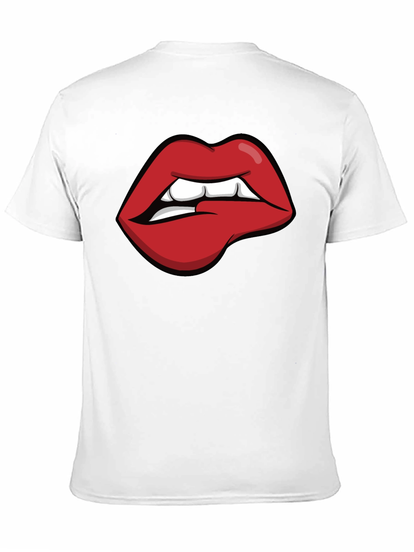 Biting Lips Graphic Tee - Black Cotton Casual Shirt