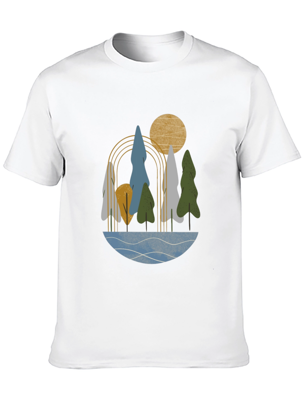 Abstract Landscape Print Black T-Shirt