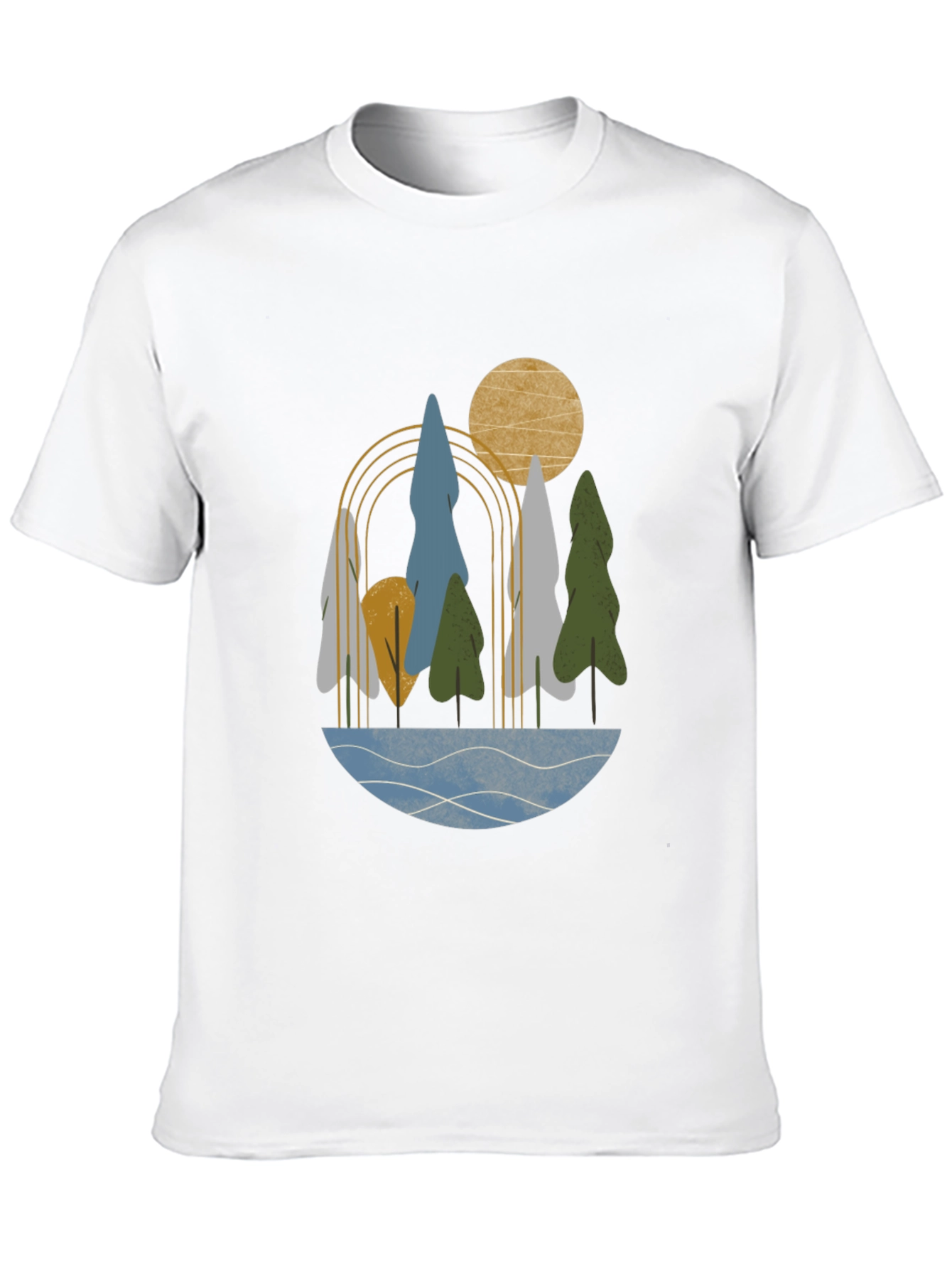 Abstract Landscape Print Black T-Shirt