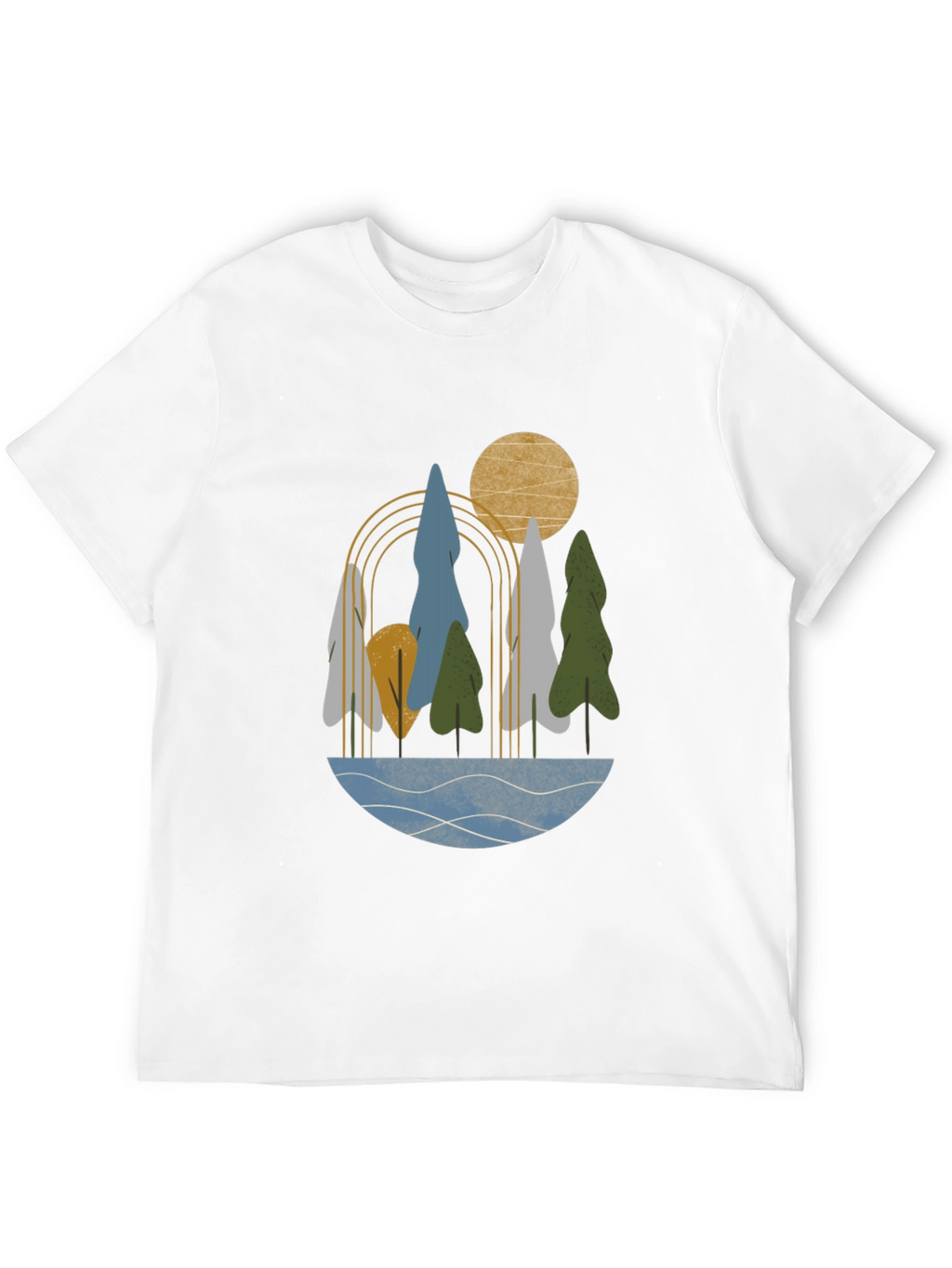 Abstract Landscape Print Black T-Shirt