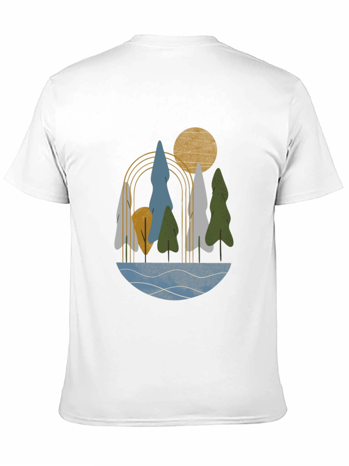 Abstract Landscape Print Black T-Shirt