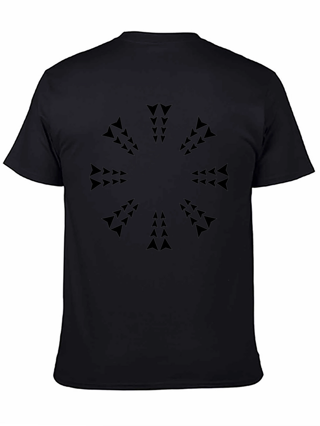 Geometric Arrow Pattern Black T-Shirt