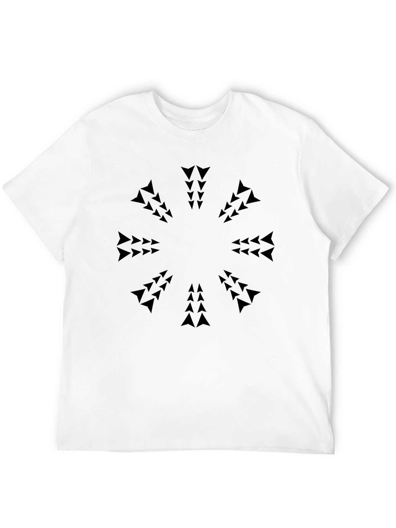 Geometric Arrow Pattern Black T-Shirt