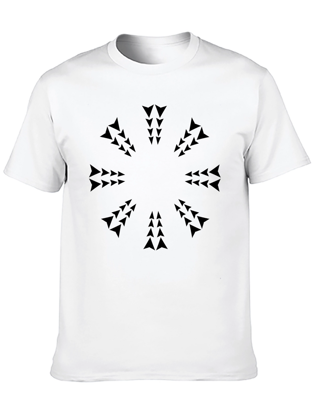 Geometric Arrow Pattern Black T-Shirt