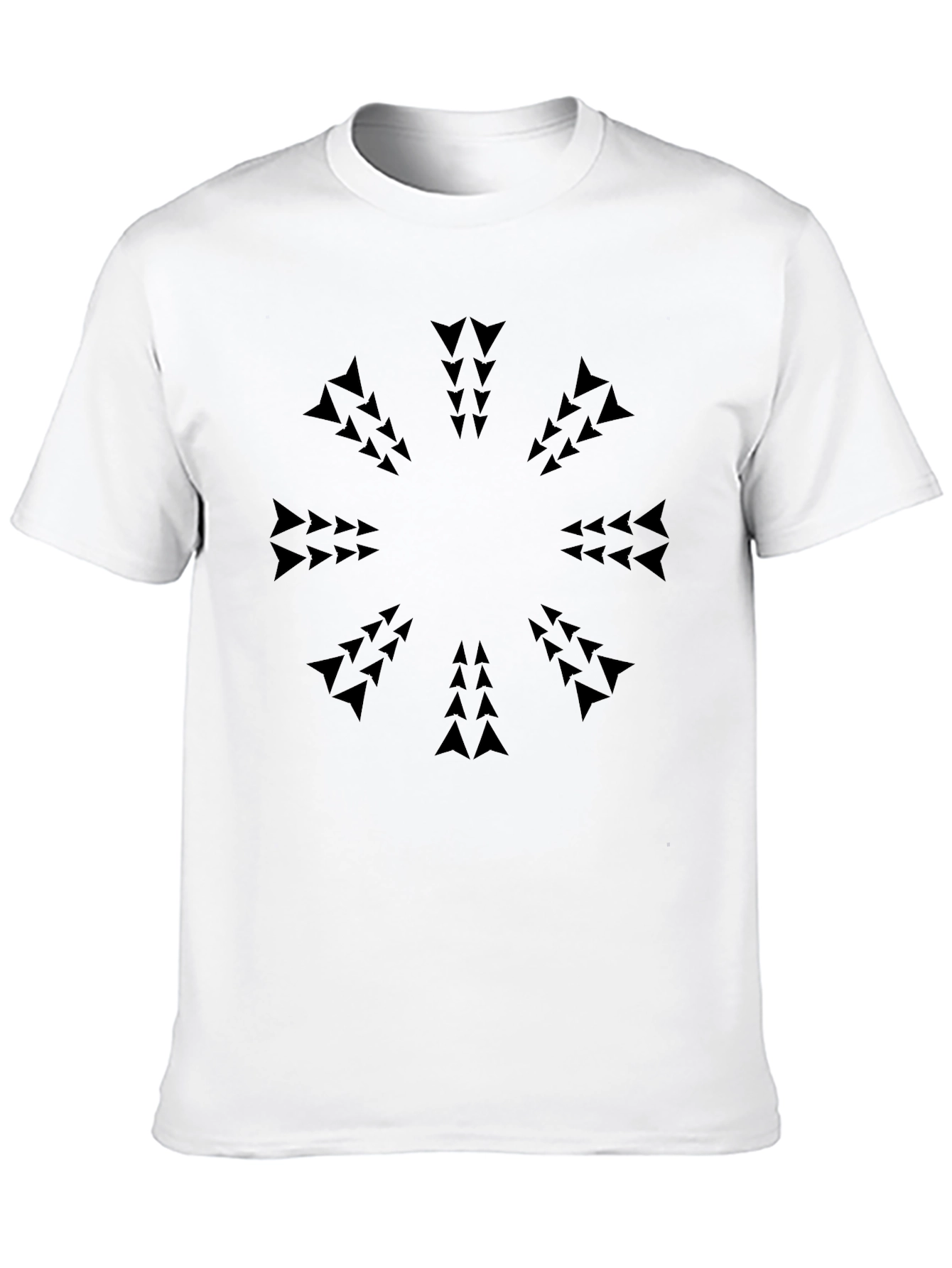 Geometric Arrow Pattern Black T-Shirt