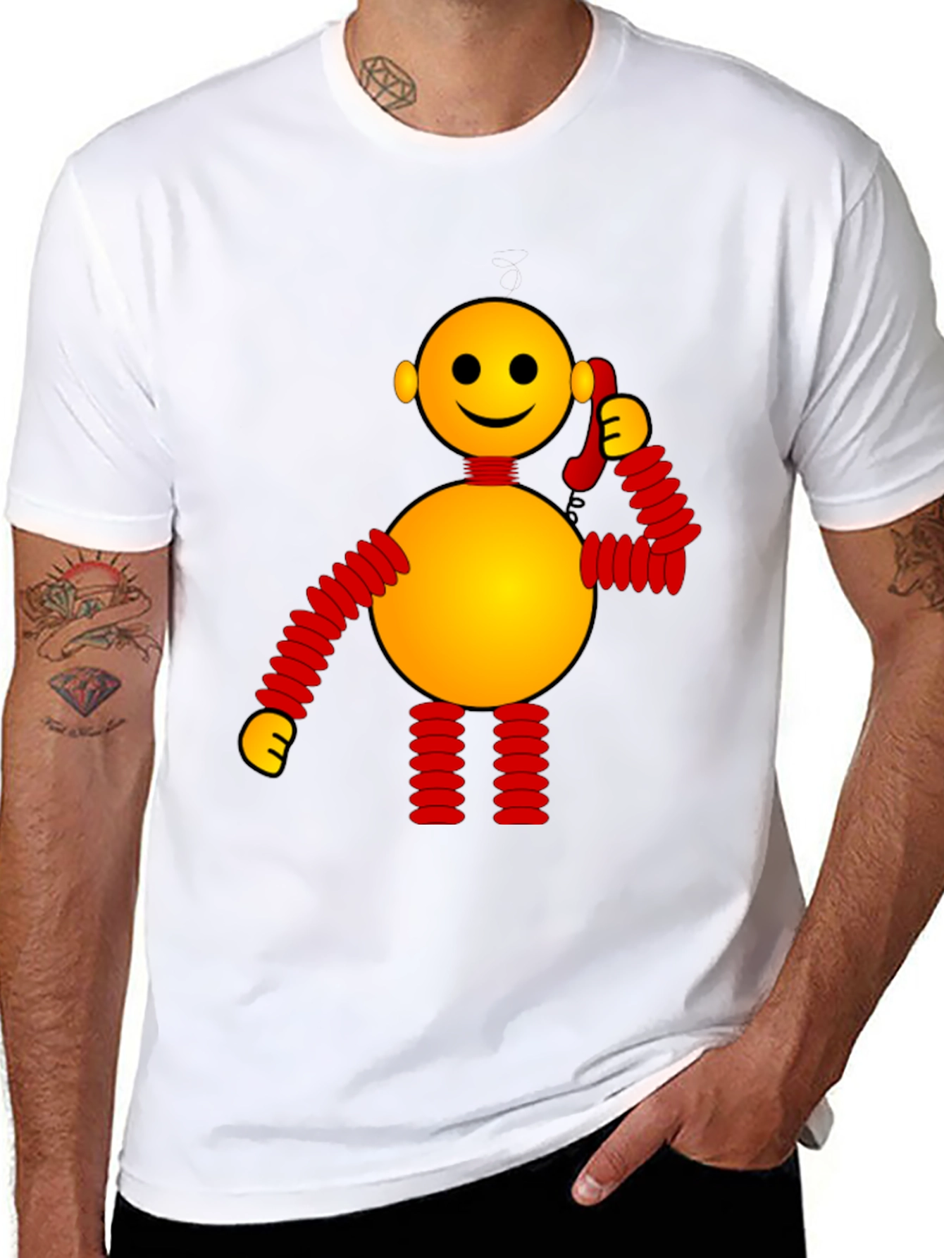 Whimsical Robot Graphic Tee - Black