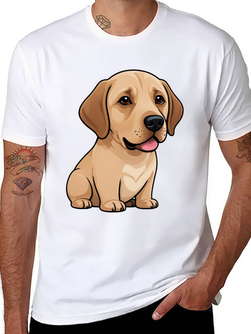 Cute Labrador Puppy Dog Graphic Black T-Shirt