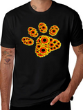 Sunflower Paw Print Black T-Shirt
