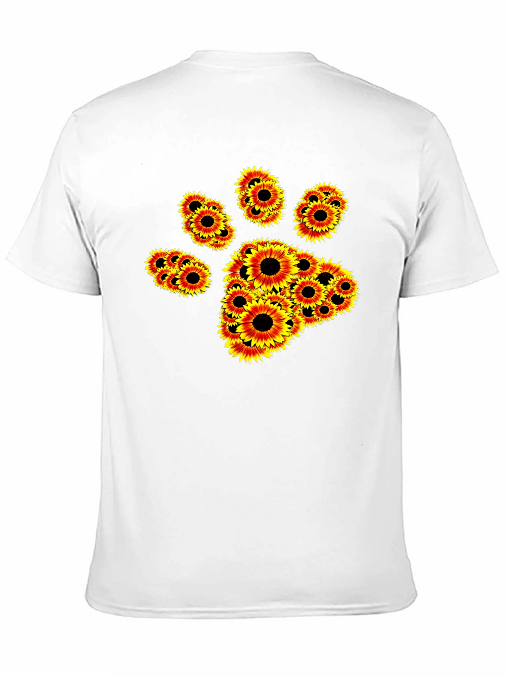 Sunflower Paw Print Black T-Shirt