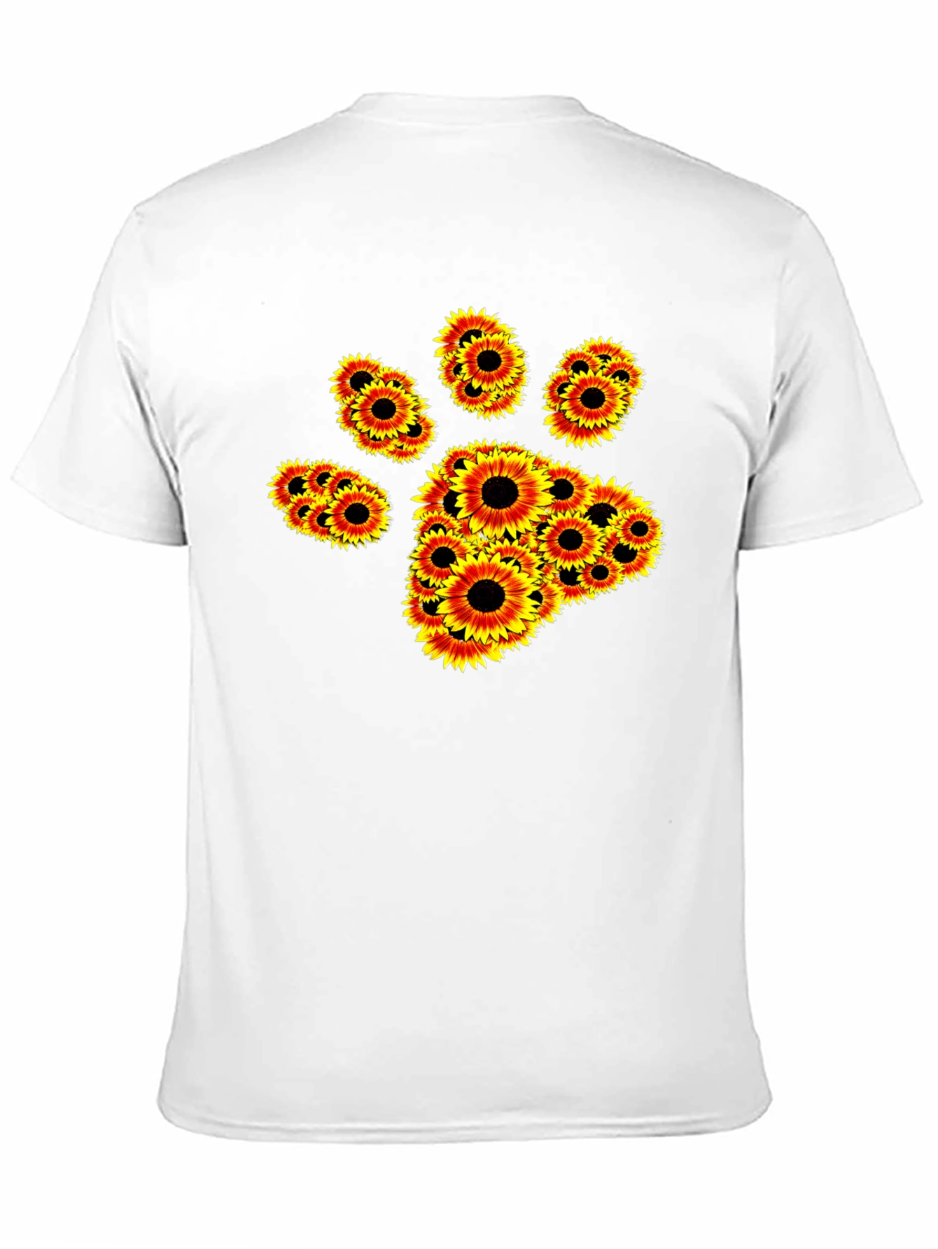 Sunflower Paw Print Black T-Shirt