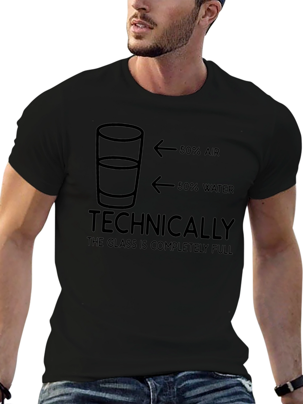 Optimist T-Shirt: Glass Completely Full Funny Graphic Tee