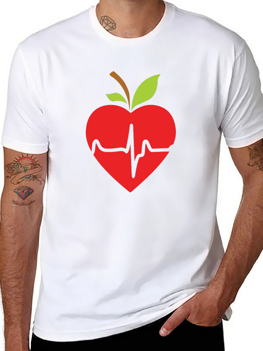 Apple Heartbeat Graphic Tee - Black T-Shirt