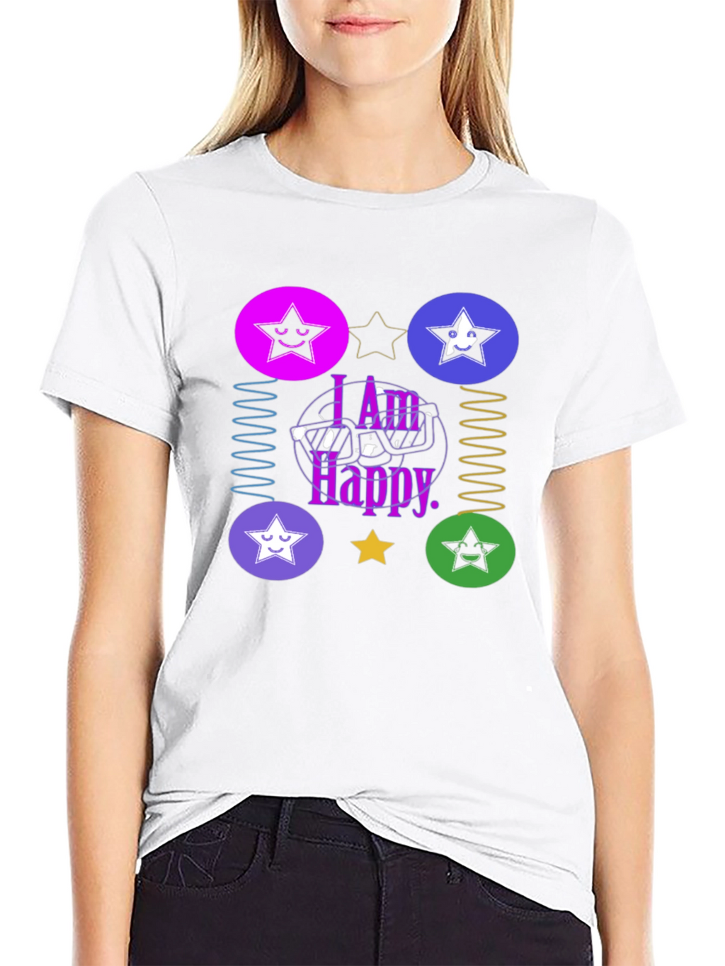 I Am Happy Graphic Tee - Trendy Star Design