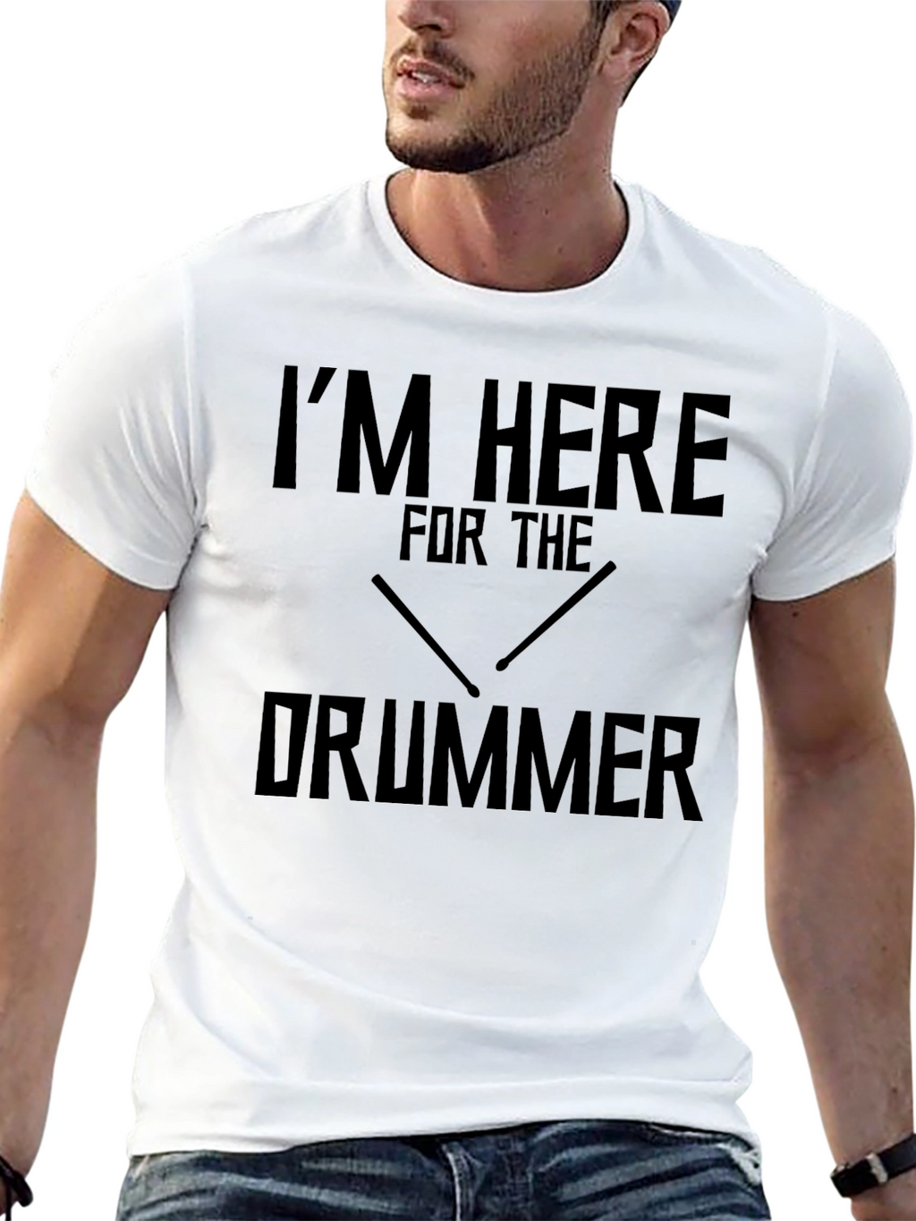 Im Here For The Drummer Black Graphic Tee