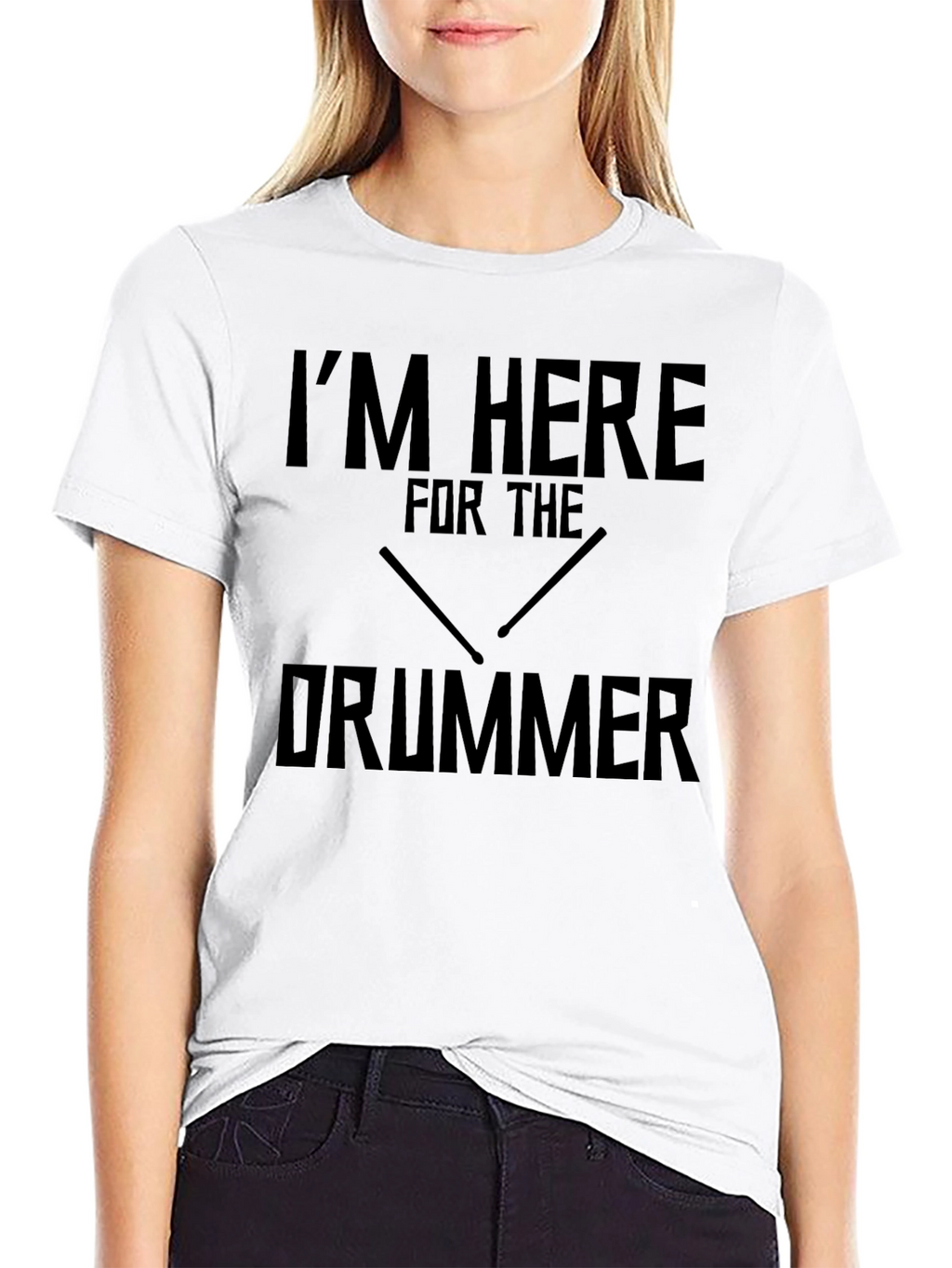 Im Here For The Drummer Black Graphic Tee