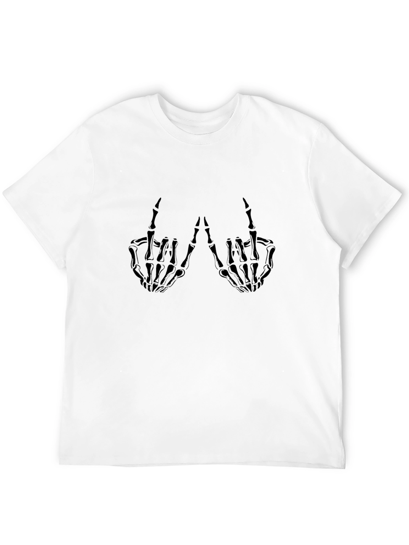Skeleton Hand Graphic Tee - Black Cotton T-Shirt