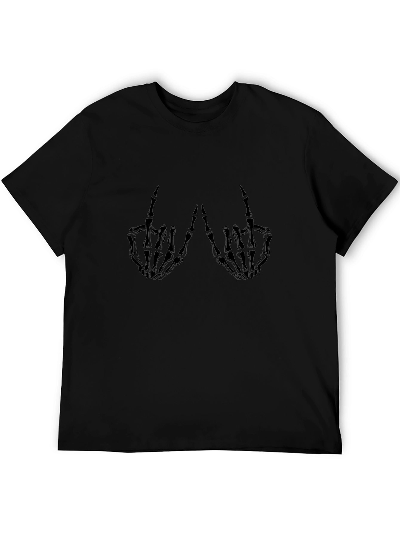 Skeleton Hand Graphic Tee - Black Cotton T-Shirt