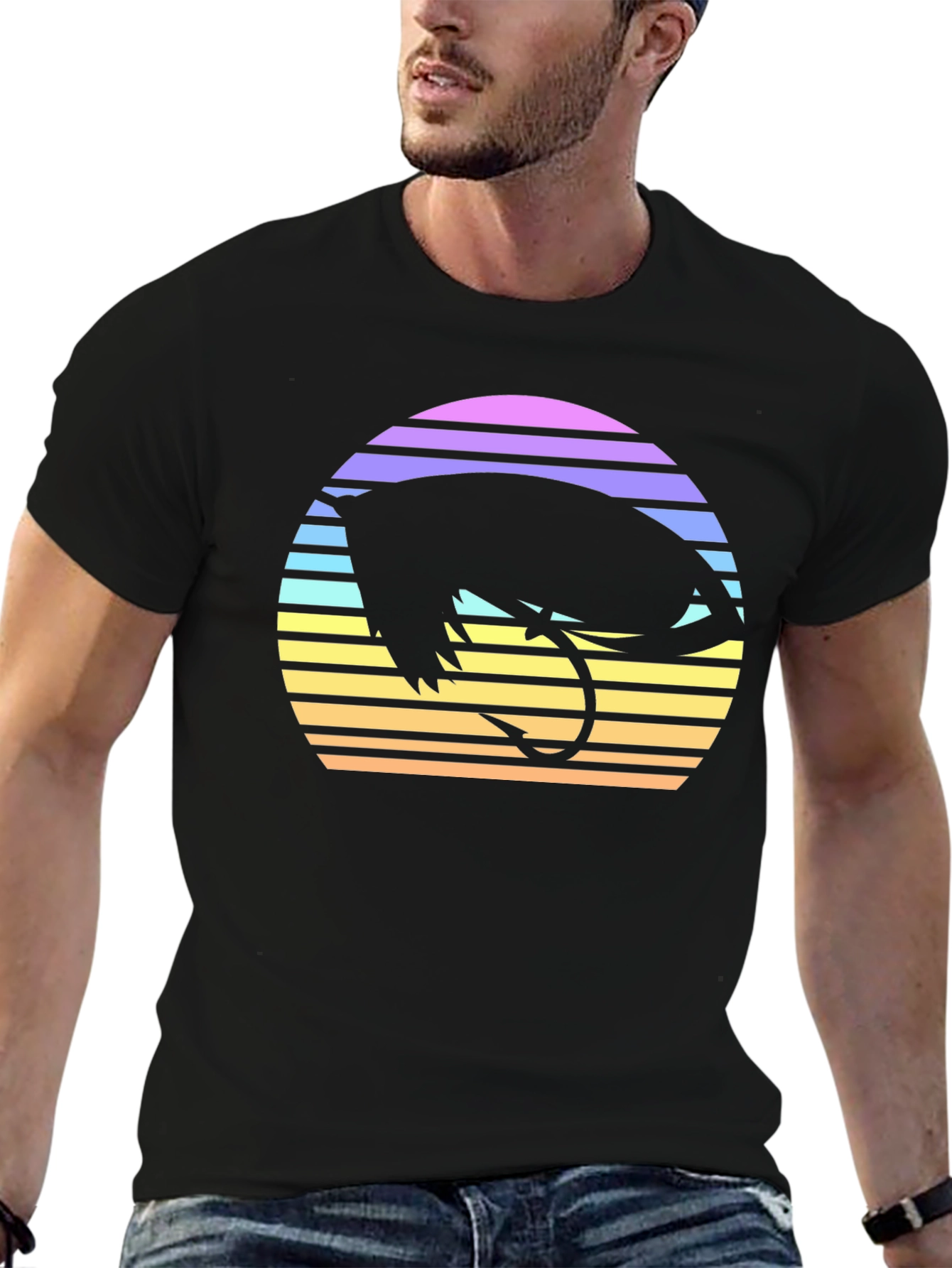 Retro Fishing Fly T-Shirt - Sunset Design