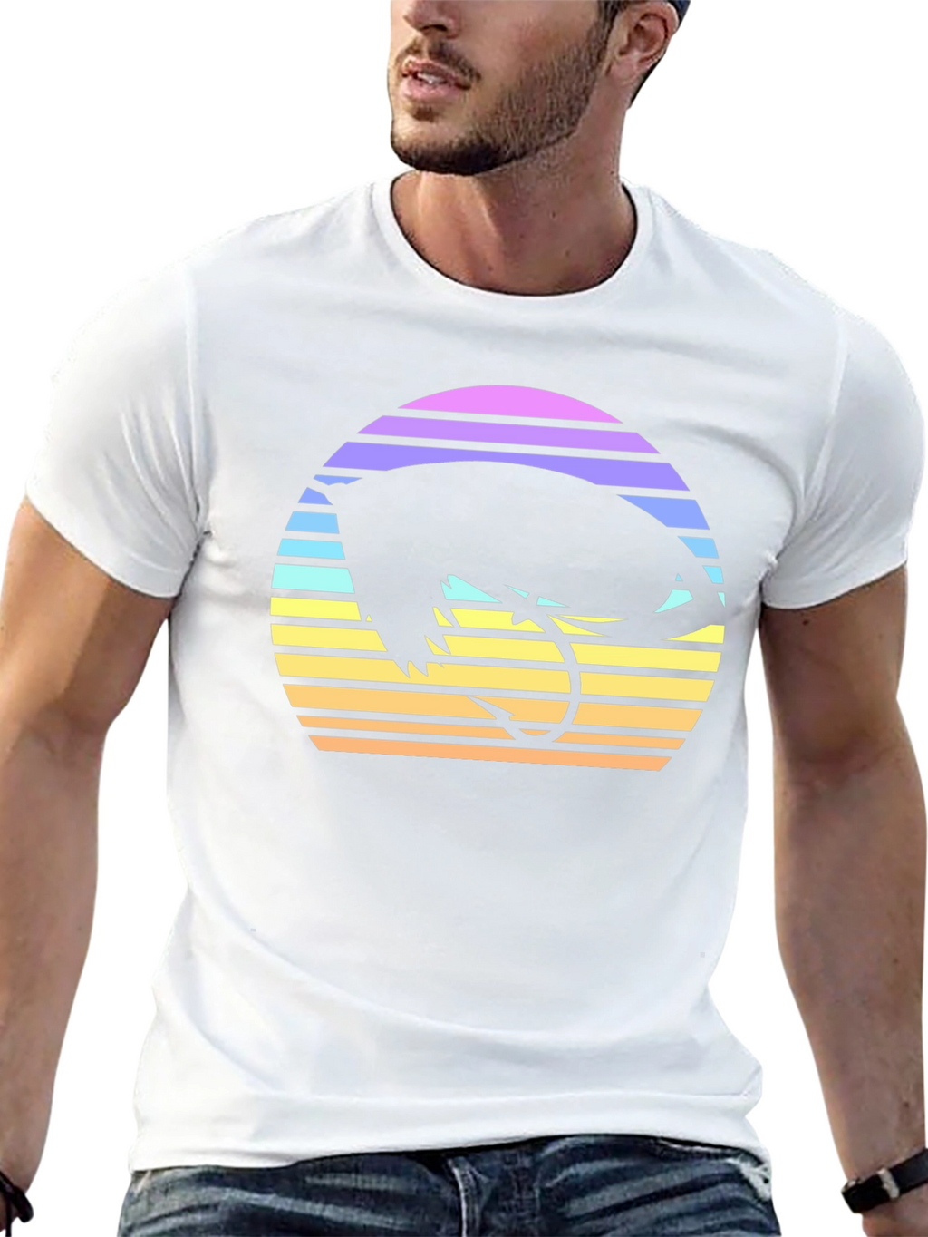 Retro Fishing Fly T-Shirt - Sunset Design