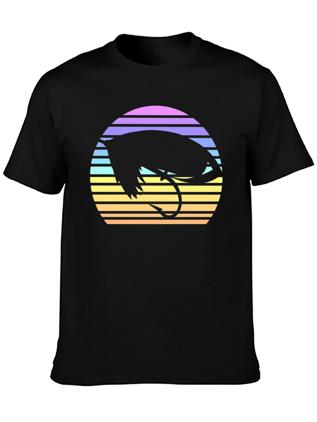 Retro Fishing Fly T-Shirt - Sunset Design