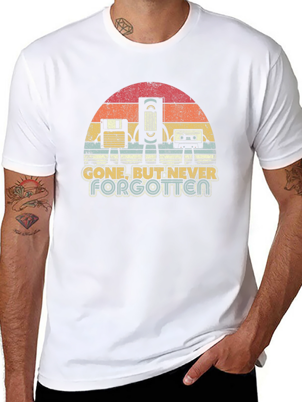 Retro Media Black T-Shirt: Gone But Never Forgotten