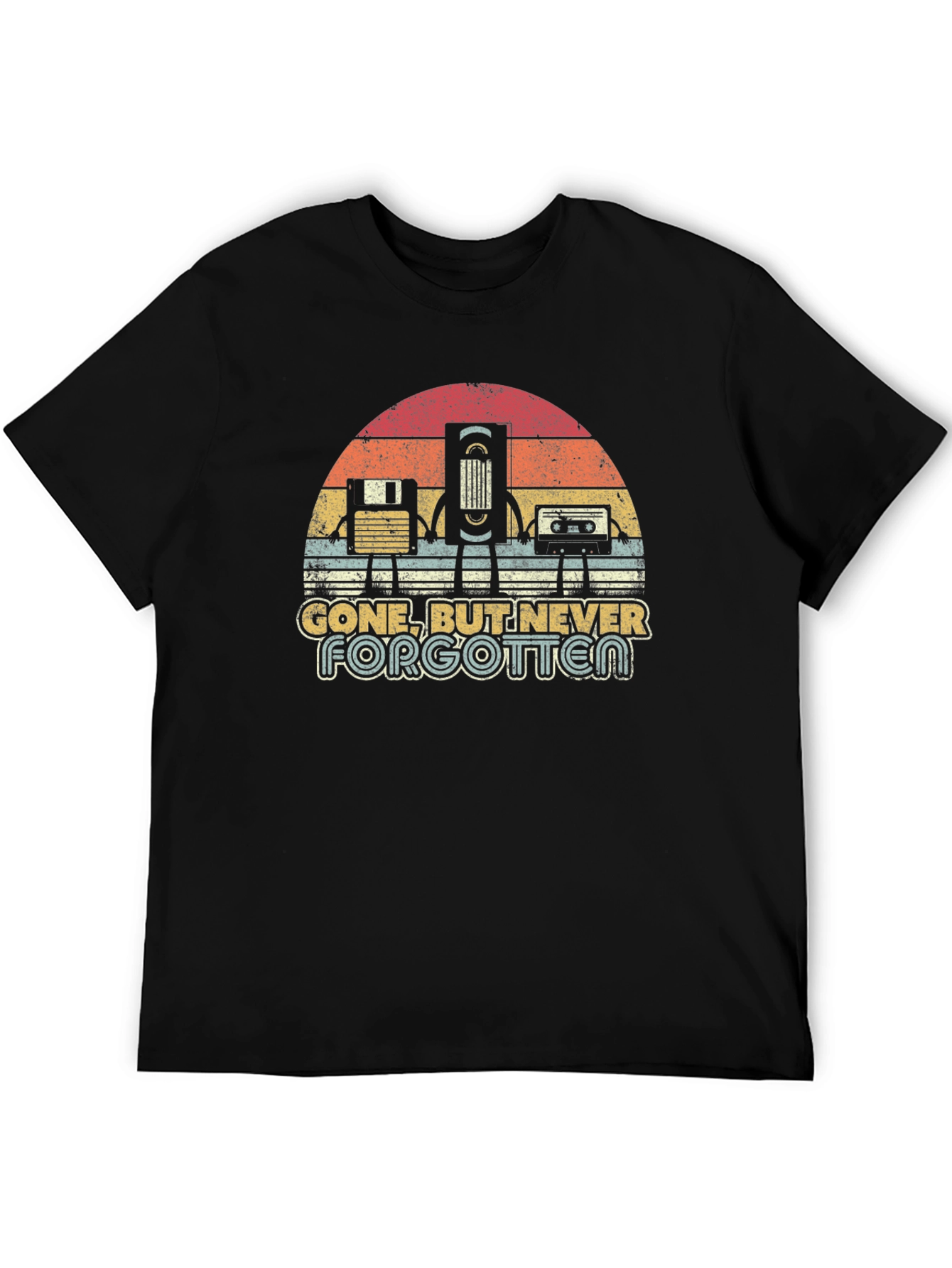Retro Media Black T-Shirt: Gone But Never Forgotten