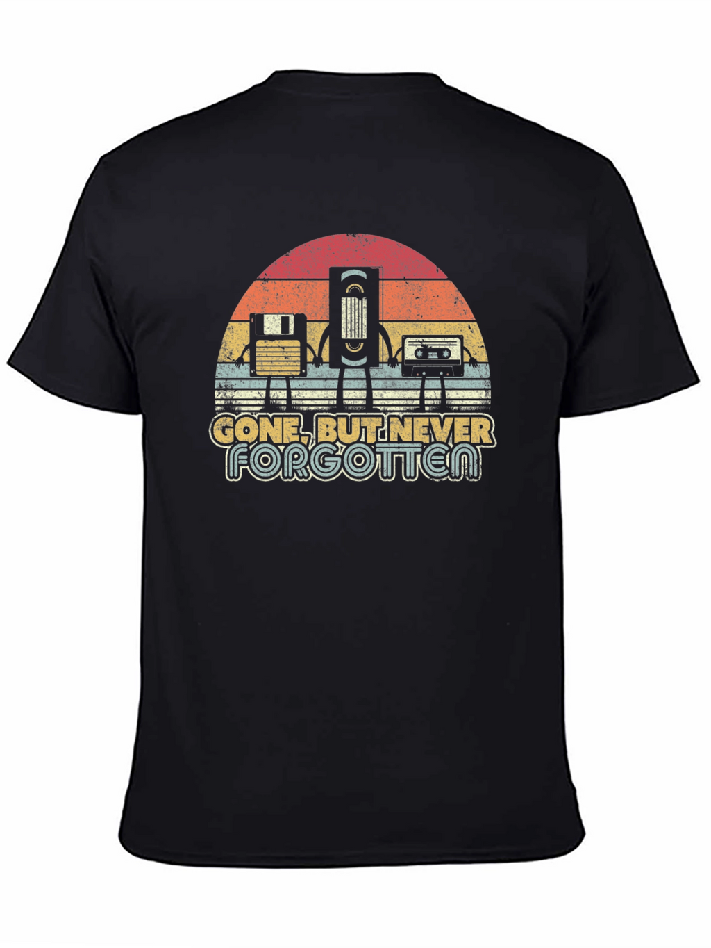 Retro Media Black T-Shirt: Gone But Never Forgotten