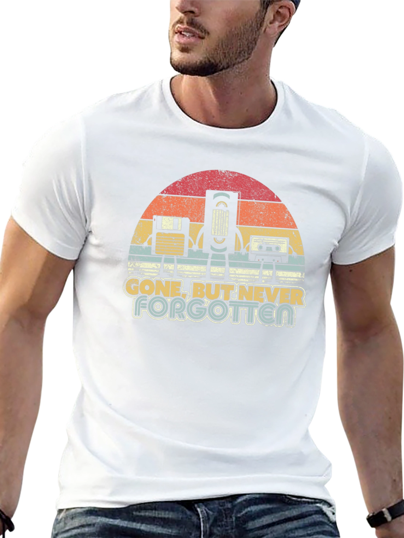 Retro Media Black T-Shirt: Gone But Never Forgotten