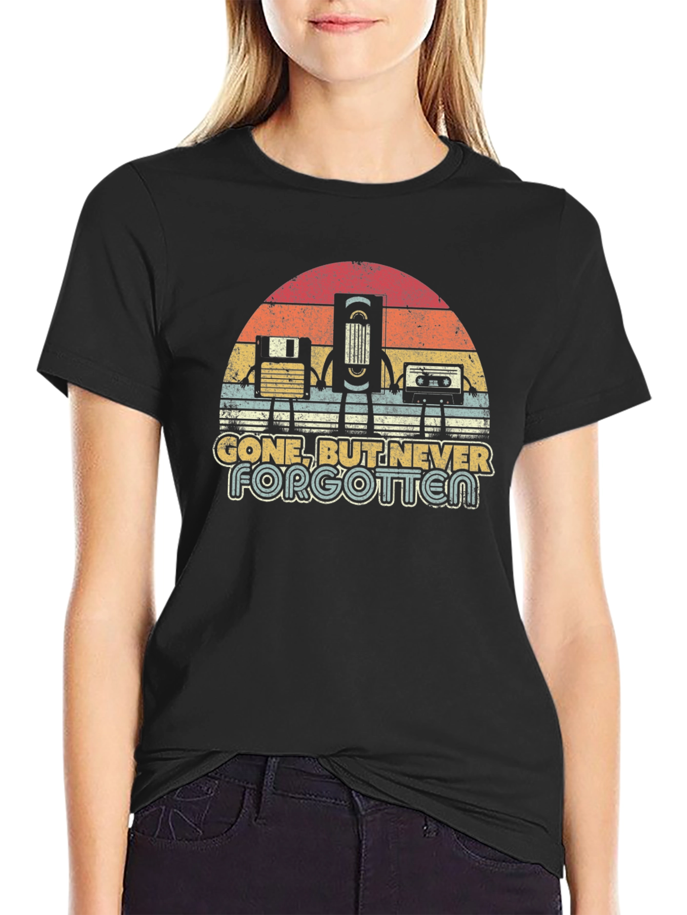 Retro Media Black T-Shirt: Gone But Never Forgotten