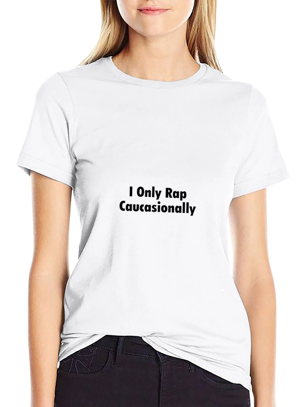 Humorous I Only Rap Caucasionally Black T-Shirt