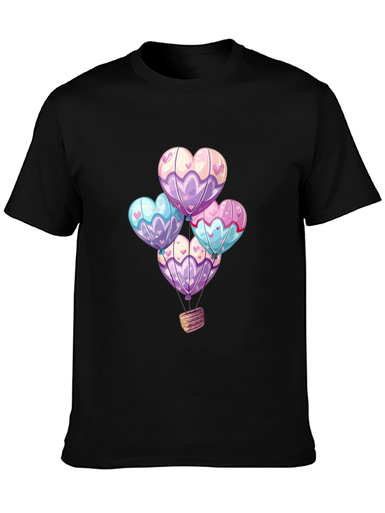 Heart Balloons Graphic Tee - Black