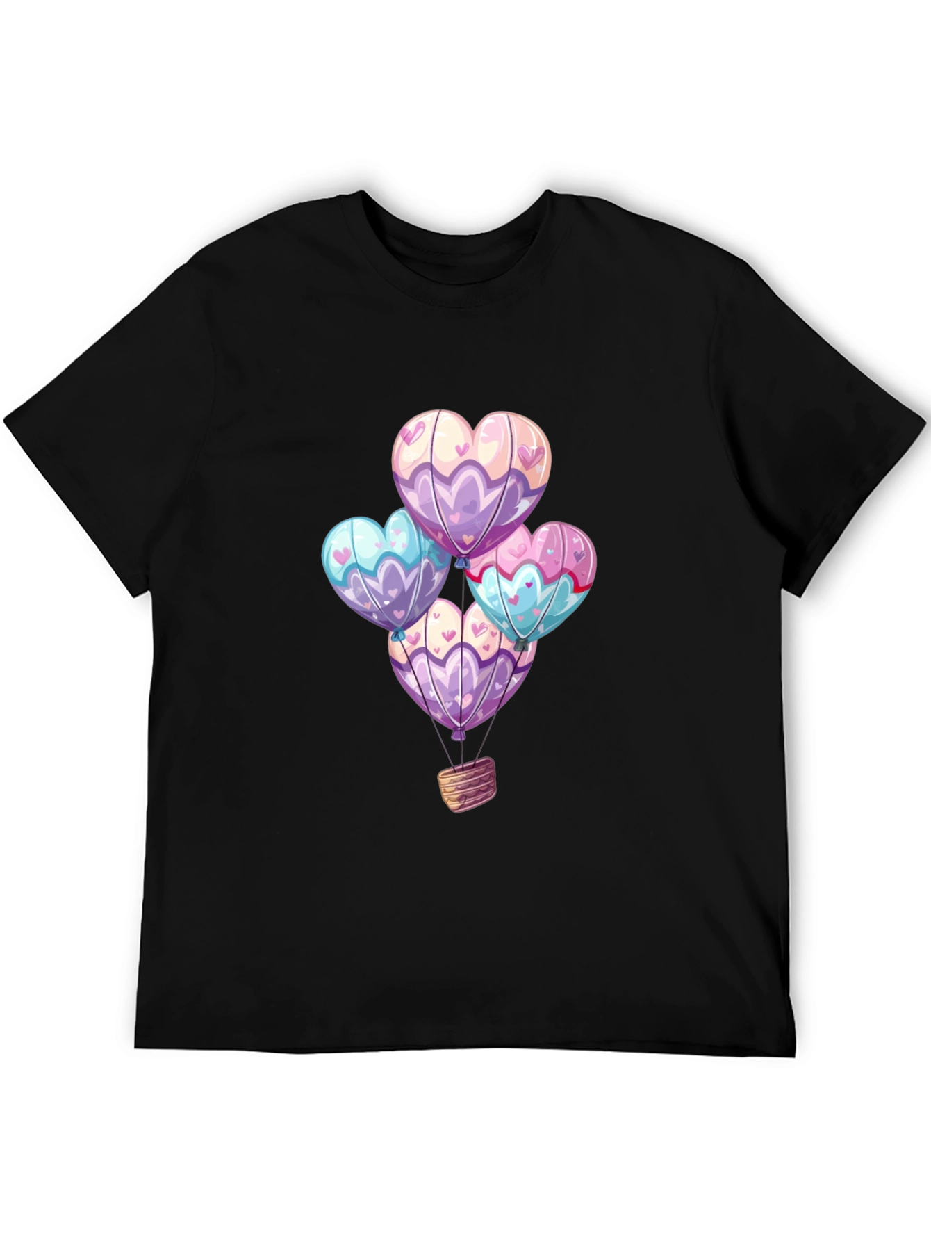 Heart Balloons Graphic Tee - Black