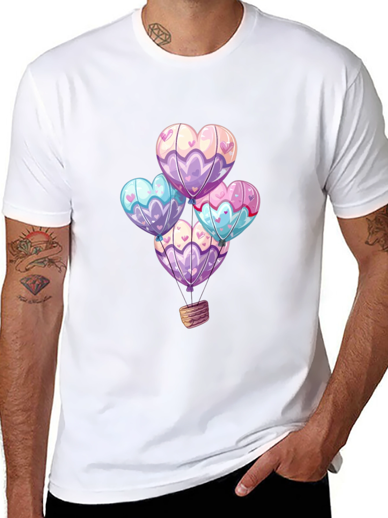 Heart Balloons Graphic Tee - Black