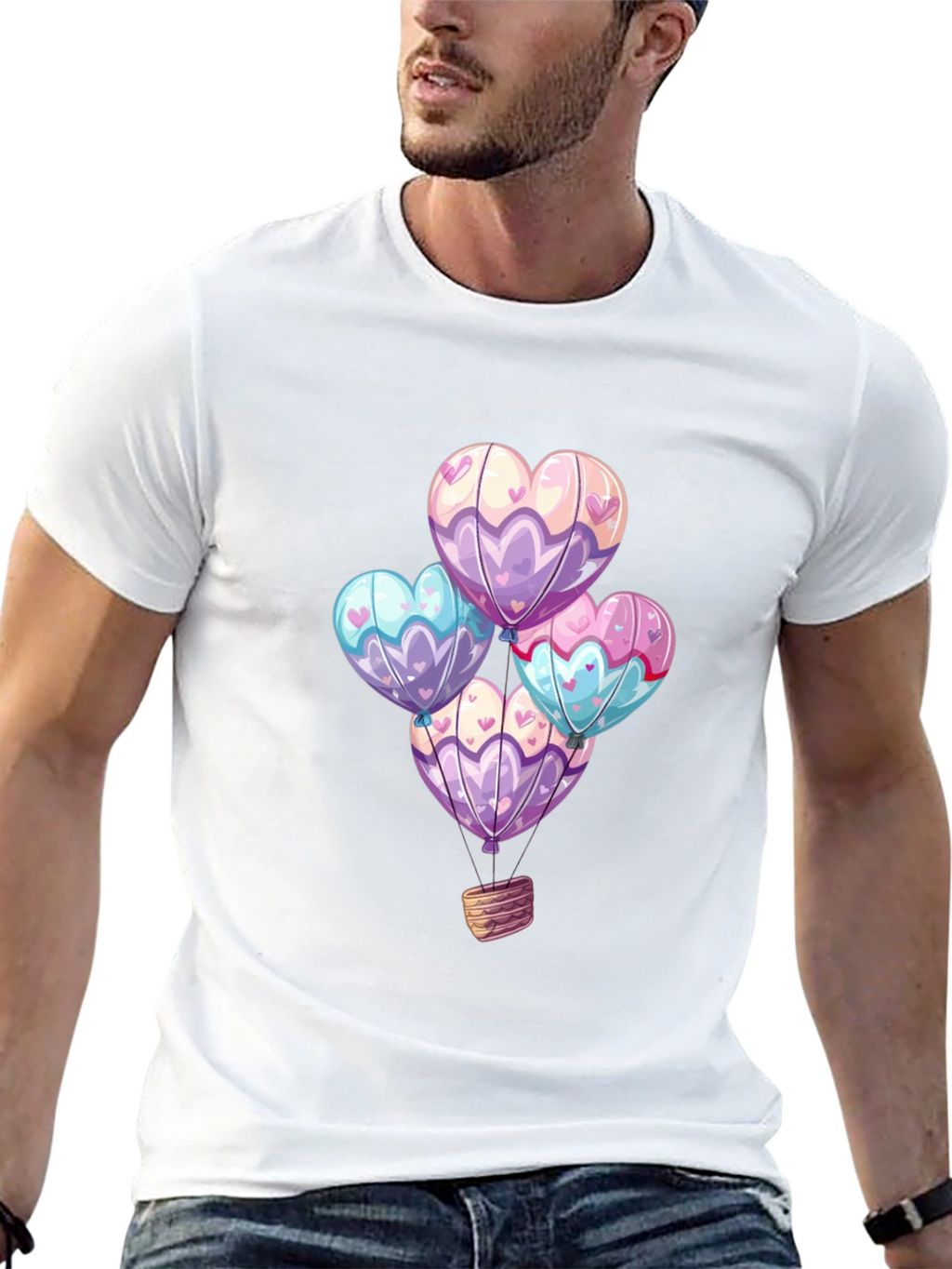 Heart Balloons Graphic Tee - Black