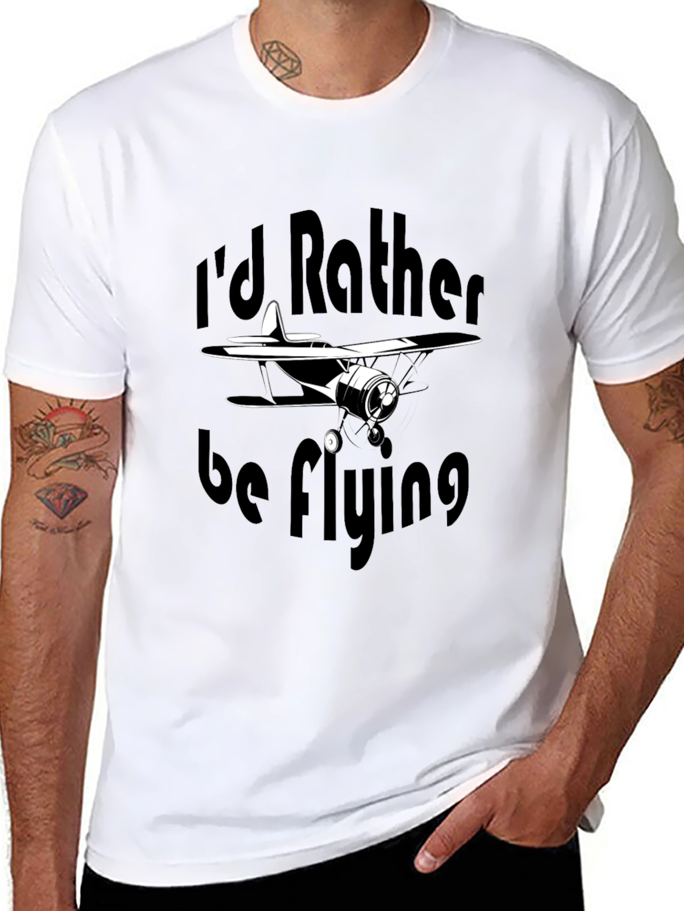 Id Rather Be Flying Black T-Shirt