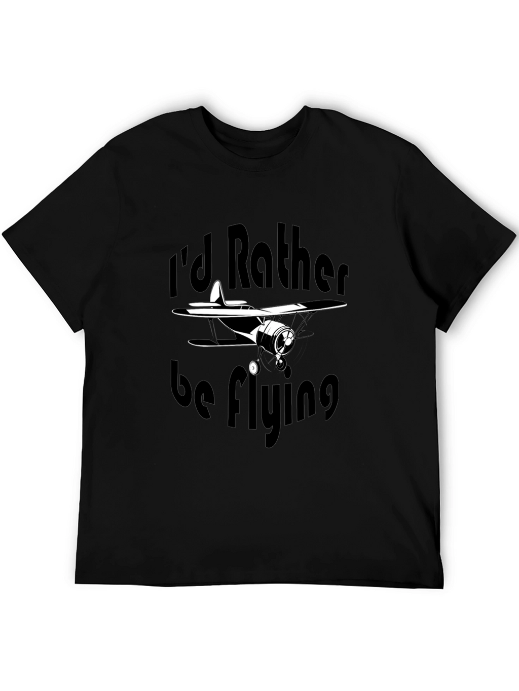 Id Rather Be Flying Black T-Shirt